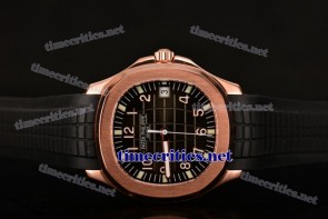 Patek Philippe TriUN99046 Aquanaut Black Dial Black Rubber Rose Gold Watch (BP)