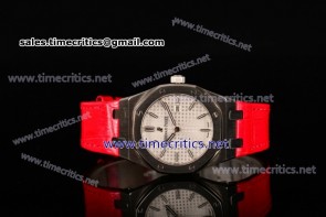 Audemars Piguet TriAP89143 Royal Oak Lady 33mm White Dial Red Leather Steel Watch