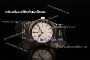 Audemars Piguet TriAP89144 Royal Oak Lady 33mm White Dial Black Leather Steel Watch
