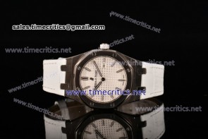 Audemars Piguet TriAP89145 Royal Oak Lady 33mm White Dial White Leather Steel Watch