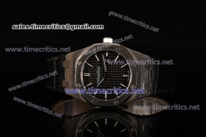 Audemars Piguet TriAP89146 Royal Oak Lady 33mm Black Dial Black Leather Steel Watch
