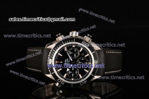 Omega TriOGA89099 Seamaster Planet Ocean Chrono Black Dial/Rubber Steel Watch (EF)