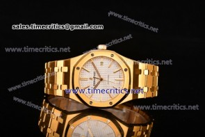 Audemars Piguet TriAP89163 Royal Oak 41mm White Textured Dial Full Yellow Gold Watch (BP)