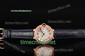 Cartier TriCAR89065 Ballon Bleu De Medium 36mm Silver Dial Diamonds Bezel Rose Gold Watch (V6)