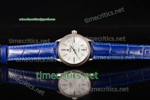 Rolex TriROX89110 Cellini Time White Dial Blue Leather Steel Watch