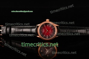 Rolex TriROX89124 Cellini Time Black/Red Dial Black Leather Rose Gold Watch