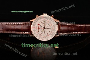 Breitling TriBRL89059 Navitimer GMT Chrono White Dial Rose Gold Watch