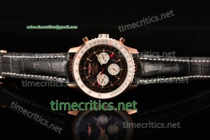 Breitling TriBRL89061 Navitimer GMT Chrono Black Dial Rose Gold Watch