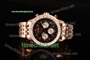 Breitling TriBRL89062 Navitimer GMT Chrono Black Dial Full Rose Gold Watch