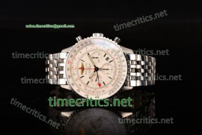 Breitling TriBRL89063 Navitimer GMT Chrono White Dial Full Steel Watch