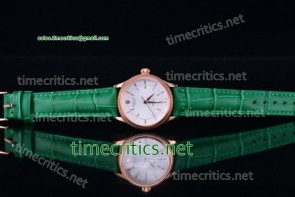 Rolex TriROX89129 Cellini Time White Dial Green Leather Rose Gold Watch