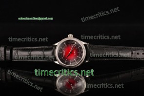 Rolex TriROX89130 Cellini Time  Black/Red Dial Black Leather Steel Watch