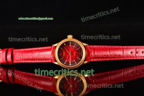 Rolex TriROX89133 Cellini Time Red Dial Red Leather Yellow Gold Watch