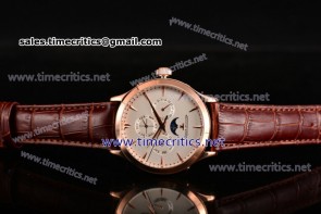 Jaeger-LECoultre TriJL89014 Master Perpetual Calendar White Dial Brown Leather Rose Gold Watch