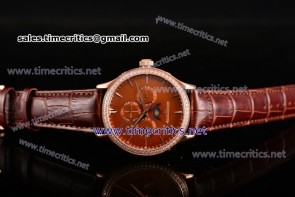 Jaeger-LECoultre TriJL89015 Master Perpetual Calendar Brown Dial Diamonds Bezel Rose Gold Watch