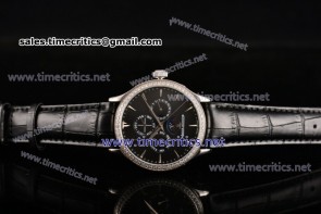 Jaeger-LECoultre TriJL89016 Master Perpetual Calendar Black Dial Diamonds Bezel Steel Watch
