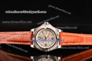 Breitling TriBRL89077 Superocean Steelfish White Dial Brown Leather Steel Watch