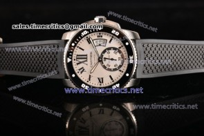 Cartier TriCAR89088 Calibre de Cartier Diver White Dial Black Rubber Steel Watch