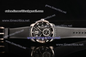 Cartier TriCAR89089 Calibre de Cartier Diver Black Dial Black Rubber Steel Watch