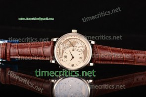 A.Lange&Sohne TriALS99038 Grossen Lange 1 White/Grey Dial Brown Leather Steel Watch