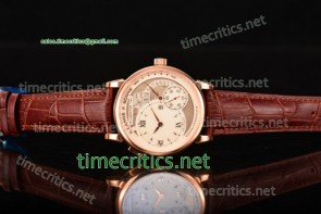 A.Lange&Sohne TriALS99040 Grossen Lange 1 White/Grey Dial Brown Leather Rose Gold Watch