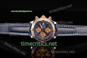 Breitling TriBRL89085 Chronomat Evolution Chronograph Blue Dial/Leather Steel Watch (BP)