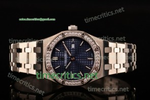 Audemars Piguet TriAP89210 Royal Oak Lady 33mm Blue Dial Diamonds Bezel Full Steel Watch (EF)