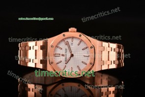 Audemars Piguet TriAP89214 Royal Oak Lady 33mm White Dial Full Rose Gold Watch (EF)