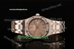 Audemars Piguet TriAP89216 Royal Oak Lady 33mm Grey Dial Diamonds Bezel Full Steel Watch (EF)