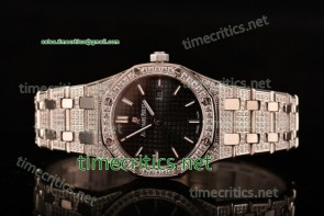 Audemars Piguet TriAP89220 Royal Oak Lady 33mm Black Dial Diamonds/Steel Watch (EF)