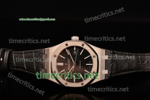 Audemars Piguet TriAP89227 Royal Oak 39mm Black Textured Dial Black Leather Steel Watch (BP)