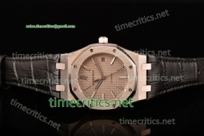 Audemars Piguet TriAP89228 Royal Oak 39mm Grey Textured Dial Black Leather Steel Watch (BP)