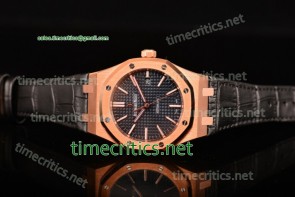 Audemars Piguet TriAP89235 Royal Oak 39mm Blue Dial Black Leather Rose Gold Watch (BP)