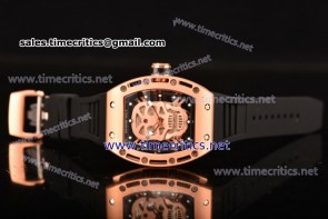 Richard Mille TriRM99049 RM 52-01 Skull/Skeleton Dial Black Rubber Rose Gold Watch