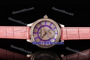 Jaeger-LeCoultre TriJL89031 Lady MOP Dial Diamonds Bezel Pink Leather Steel Watch