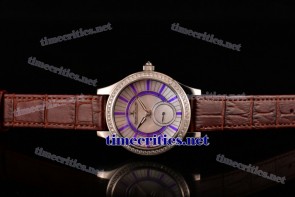Jaeger-LeCoultre TriJL89034 Lady MOP Dial Diamonds Bezel Brown Leather Steel Watch