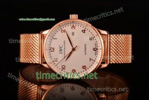 IWC TriIWC89075 Portugieser White Dial Arabic Numeral Markers Full Rose Gold Watch 