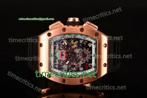Richard Mille TriRM99068 RM005 FM Skeleton Dial Green Inner Bezel Black Rubber Rose Gold Watch