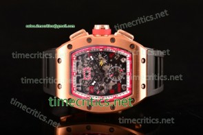 Richard Mille TriRM99070 RM005 FM Skeleton Dial Red Inner Bezel Black Rubber Rose Gold Watch