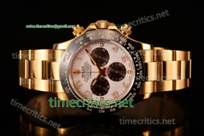 Rolex TriROX89212 Daytona Chrono White Dial Arabic Numeral Markers Yellow Gold Watch (BP)