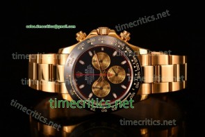 Rolex TriROX89213 Daytona Chrono Black Dial Stick Markers Yellow Gold Watch (BP)