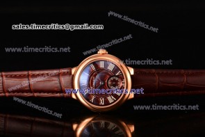 Cartier TriCAR89122 Ballon Bleu De Small Brown Dial Brown Leather Rose Gold Watch