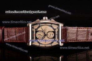 IWC TriIWC89079 Da-Vinci Chronograph White Dial Brown Leather Steel Watch