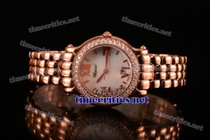 Chopard TriCHP89030 Happy Sport White MOP Dial Diamonds Bezel Rose Gold Watch