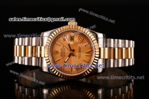 Rolex TriROX89274 Datejust Gold Dial Roman Numeral Markers Two Tone Watch