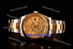 Rolex TriROX89282 Sky-Dweller Gold Dial Two Tone Watch