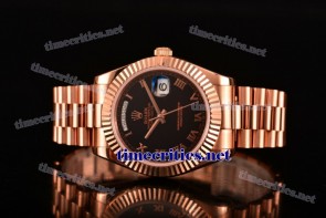 Rolex TriROX89291 Day-Date Black Dial Full Rose Gold Watch (BP)