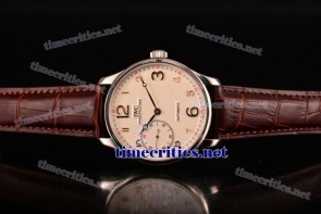 IWC TriIWC89107 Portugieser Hand-Wound White Dial Brown Leather Steel Watch