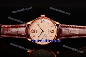 IWC TriIWC89112 Portugieser Hand-Wound White Dial Brown Leather Rose Gold Watch