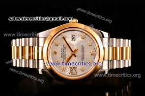 Rolex TriROX89297 Datejust II White Dial Diamonds Markers Two Tone Watch